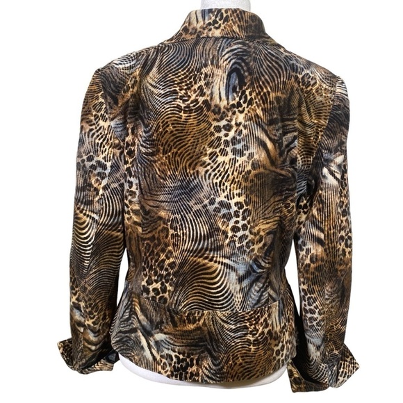 Trousers Etc. women's size 8 Multi animal print fine corduroy Mob Wife blazer - Picture 5 of 10